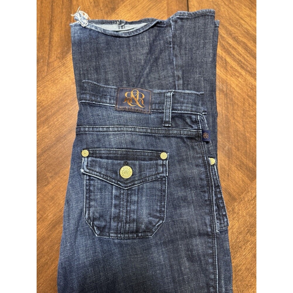 Rock & Republic Scorpion Bootcut Women's Size 8M Mid Rise Dark Distressed Jeans